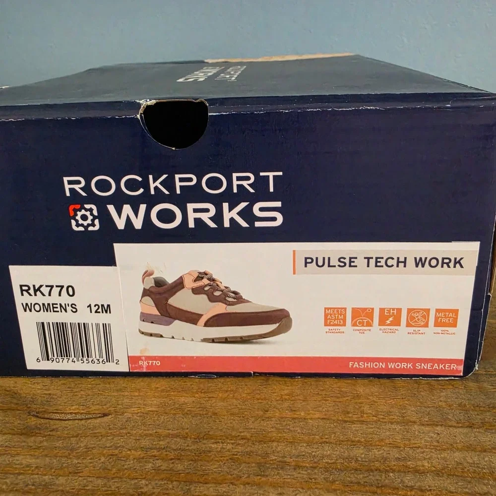 Rockport‎ Works Womens Composite Toe Work Sneakers Burgundy Pink Grey 12